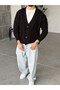 Knitted Detailed Oversize Knitwear Cardigan t Black - 2