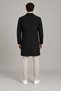 Men's black slim fit cashmere coat classic collar long cut winter overcoat - 5
