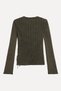 Women's Brown Fitted Crew Neck Sweatshirt - 2