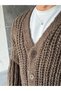 Thick Knitted V-Neck Oversize Cardigan t Brown - 4