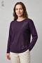 Winter Clover Leaf Patterned Stoned Slit Lycra Women's Mother Combed Cotton Blouse