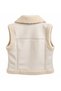 Suede Fur Collar Vest Cream - 3