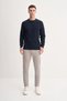 Men's Crew Neck Thessaloniki Knit Slim Fit Sweatshirt Navy Blue - 2