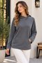 Timeless Comfort in Style - Women's Asymmetrical Hooded Button Detail Pocket Long Sleeve Waffle Blouse - 2
