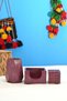 Burgundy Blue Fan Office Set Pen Holder Notepad Holder Business Card Holder Desktop Organizer (3 Pieces) - 2