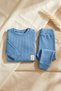 Baby and Child Sky Blue Cotton Ribbed Set - Soft Textured Two-Piece Set with Shoulder Snaps - 4
