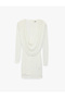 Sequin Sequined Slim Fit Drape Collar Long Sleeve Bodycon Mini Evening Dress