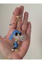Cute Dog Figurine Keychain with Blue Stone – Stone Detailed Bag and Key Accessory - 2