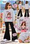 Winter, Spring, and Autumn Girls' Black Spanish Flared Bottoms and Gray Sweat Top - 2