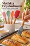 Kitchen Utensil Set with Wooden Look Handles and Colorful Heads - 2