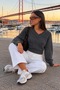 Women's Long Sleeve Casual Anthracite Sweater - 6