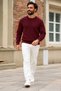 Men's Stripe Detailed Premium Burgundy Sweater - 4