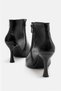 Women's Pointed Toe Goblet Heel Zippered Black Ankle Boots - 4
