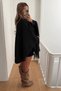 Women's Belted Tasseled Oversized Shawl Collar Knitwear Poncho - 2