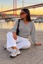Women's Long Sleeve Casual Gray Sweater - 6