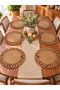 Ck Design 6-Piece Wicker Look Knitted Plate Set 33 cm Round Decorative American Serving Set - 3