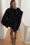 Women's Belted Tasseled Oversized Shawl Collar Knitwear Poncho
