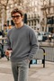 Men's Crew Neck Ribbed Knitwear Anthracite Sweater