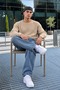 Men's Long Sleeve Casual Cream Sweater - 3