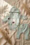 Lumi Bunny Cotton 3-Piece Baby Set - Green Color Hooded Jacket, Bodysuit and Pants Set - 2