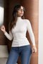 Women's High Collar Slim Fit Lycra White Knitwear