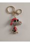 Cute Dog Figurine Keychain with Red Stone – Stone-Embellished Bag and Key Accessory
