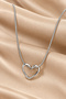 Silver Figured Flat Italian Steel Chain 2-Piece Women's Necklace Set - 6