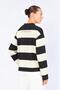 Women's Yellow Crew Neck New York Letter Printed Striped Sweatshirt - 3