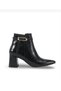 Women's Nina Black Pointed Toe Crocodile Heeled Boots - 5
