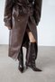 Dark Women's Casual Cut Wrinkled Leather Boots - 3