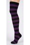 Women's Black-and-Purple Striped Cotton Knee-High Socks - Patterned Socks - 4