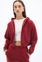 Women's Stone Color 3 Thread Cotton Hooded Zipper Sweatshirt and Wide Leg Sweatpants - Sweatpants Set - 3