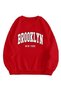 Brooklyn Printed Cotton 3 Thread Threaded Crew Neck Oversize Sweatshirt