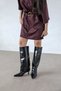 Dark Women's Casual Cut Wrinkled Leather Boots - 3