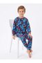 100% Cotton Interlock Fabric Boys' Pajama Set Blue Red Stripe Adventure Pattern Combed Cotton - 2