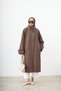 Women's Stand Collar Sleeve Button Detail Lined Oversize Cashmere Coat Mink