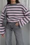 Anthracite Spanish Sleeve Striped Sweater - 4