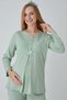 Guipure Lace Detailed V-Neck Buttoned Maternity Pajama Set with Maternity Dress, Set of 3 - 7