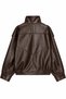 Brown Textured Stand Collar Leather Jacket - 1097 - 2
