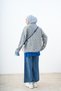 Women's Collar and Cuff Denim Detail Zippered Knitwear Cardigan Gray - 5