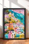 6 Piece Colorful Hillside Houses Framed Painting Set Italy Posters Wall Decor Sixit17 - 2