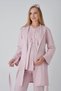 Guipure Lace Detailed V-Neck Buttoned Maternity Pajama Set with Maternity Dress, Set of 3 - 4