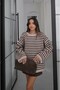 Beige Noyan Oversize Striped Knitwear Sweater - 3