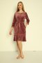 Women's Cotton Velvet Zipper Pocket Lace Long Sleeve Dress 3823 - 5