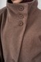 Women's Stand Collar Sleeve Button Detail Lined Oversize Cashmere Coat Mink - 6