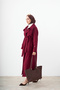 Women's Double Pocket Tie-Down Coat Plum - 4