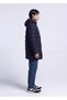 Men's Slim Fit Hooded Navy Blue Coat - 3