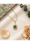 Kbc Gold Green Stone Medallion Chain Necklace - 2