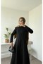 Shirt Collar Half Zipper Dress - 7012 - Black - 3