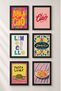 6 Piece Cheerful Italian Writings Framed Painting Set Italy Posters Wall Decor Sixit29